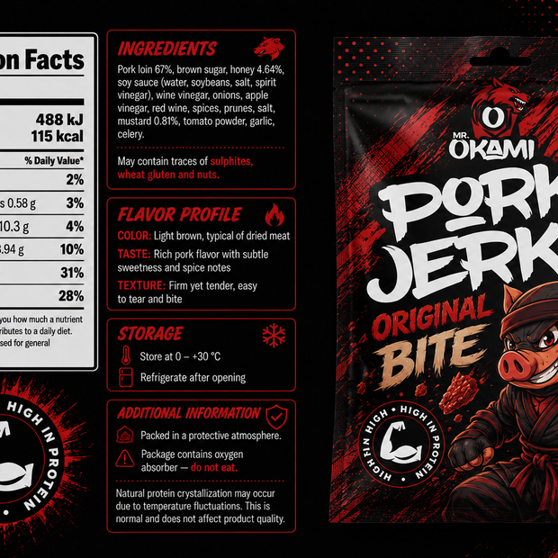 MR.OKAMI Pork Jerky Original Bite