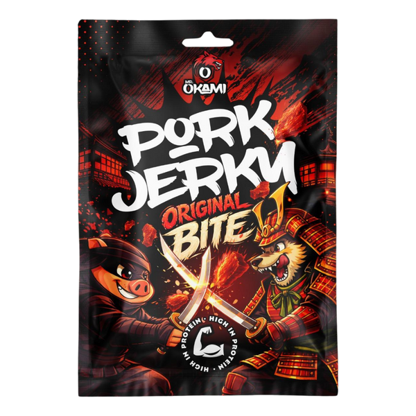 MR.OKAMI Carne de porc uscată (Jerky) Original Bite